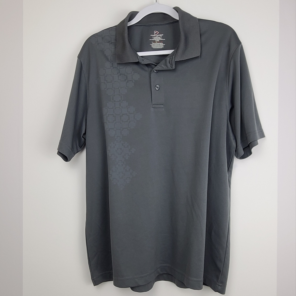 Firethorn men's gray short sleeve popover casual  relaxed fit golf shirt, Size L
